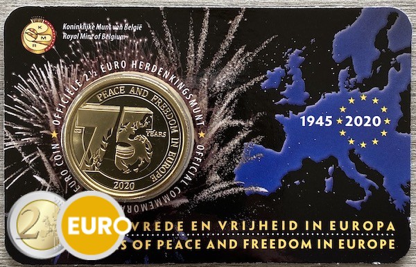 2,50 euros Bélgica 2020 - 75 años de paz en Europa BU FDC Coincard NL