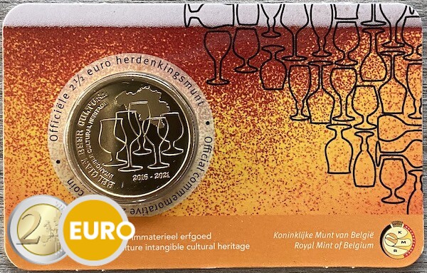 2,50 euros Bélgica 2021 - Cultura de la cerveza patrimonio BU FDC Coincard NL