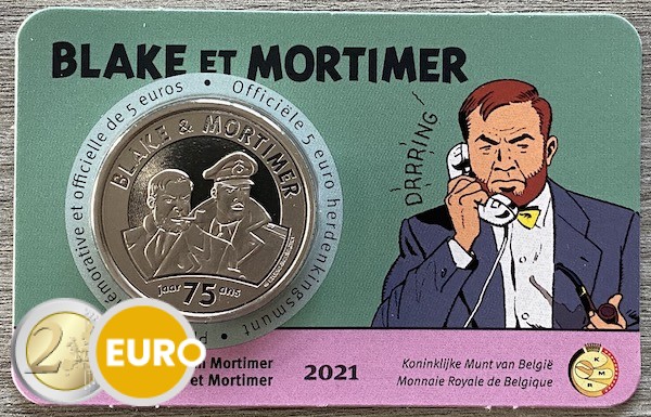 5 euros Bélgica 2021 - Blake y Mortimer BU FDC Coincard en relieve