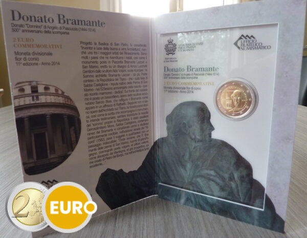 2 euros San Marino 2014 - Donato Bramante Lazzari BU FDC