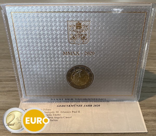 2 euro Vaticaan 2020 - 100 jaar Paus Johannes Paulus II BU FDC