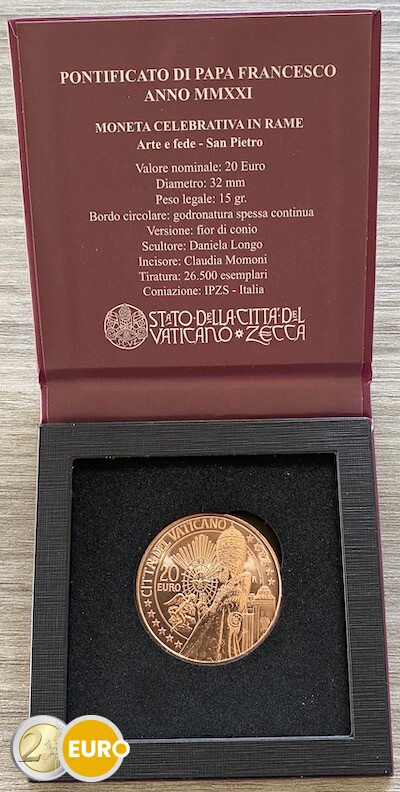 20 euros Vaticano 2021 - San Pedro BU FDC cobre