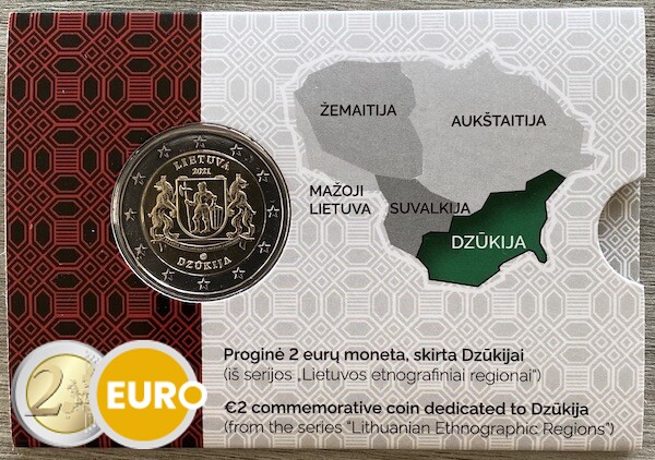 2 euros Lituania 2021 - Región de Dzukija BU FDC Coincard