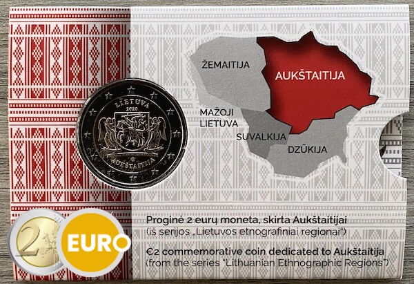 2 euros Lituania 2020 - Región de Aukstaitija BU FDC Coincard