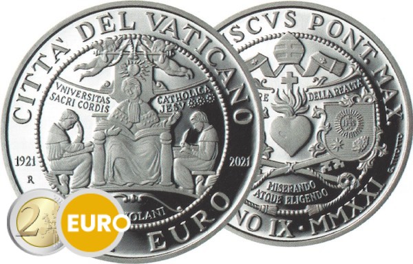 10 euros Vaticano 2021 - Universidad Sagrado Corazón BE Proof Plata