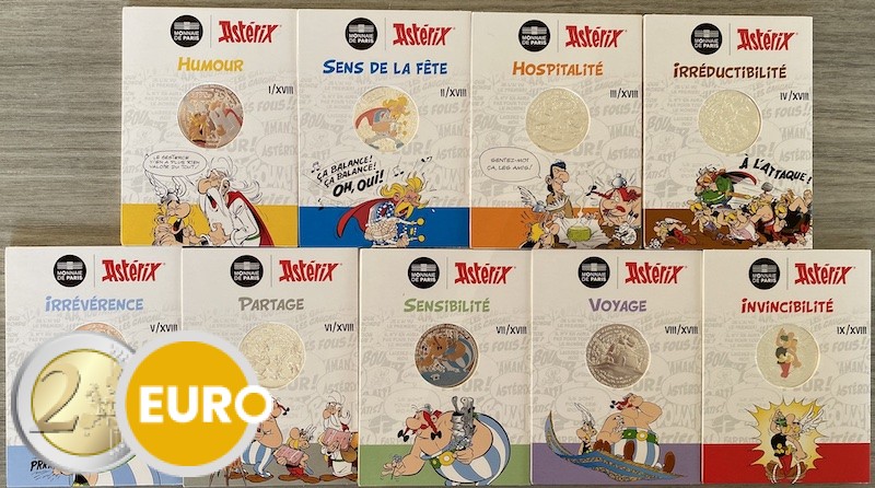 9 x 10 euros Francia 2022 - Asterix UNC plata en blister - Volumen 1