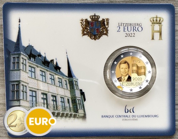 2 euros Luxemburgo 2022 - 50 años Bandera de Luxemburgo BU FDC Coincard Marca Monetaria