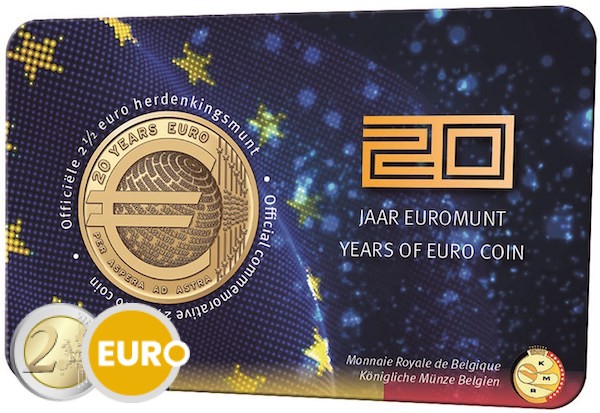2,50 euros Bélgica 2022 - 20 años euro BU FDC Coincard NL