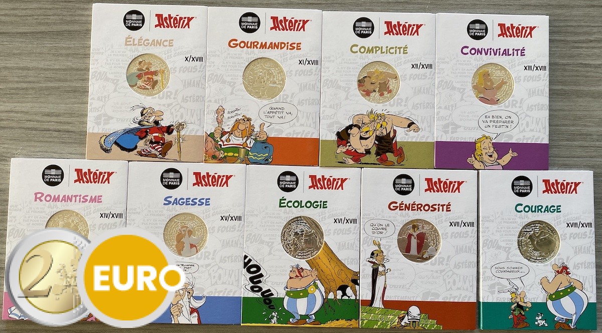 9 x 10 euros Francia 2022 - Asterix UNC plata en blister - Volumen 2