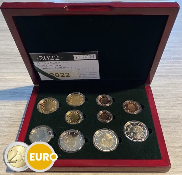 Serie de euro BE Proof Luxemburgo 2022 + 2 x 2 euros Marca Monetaria MdP