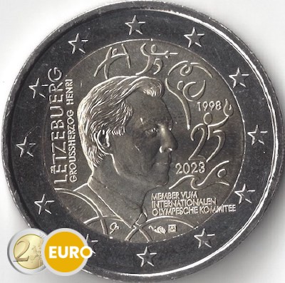 2 euros Luxemburgo 2023 - 25 años miembro del Comité Olímpico Internacional UNC
