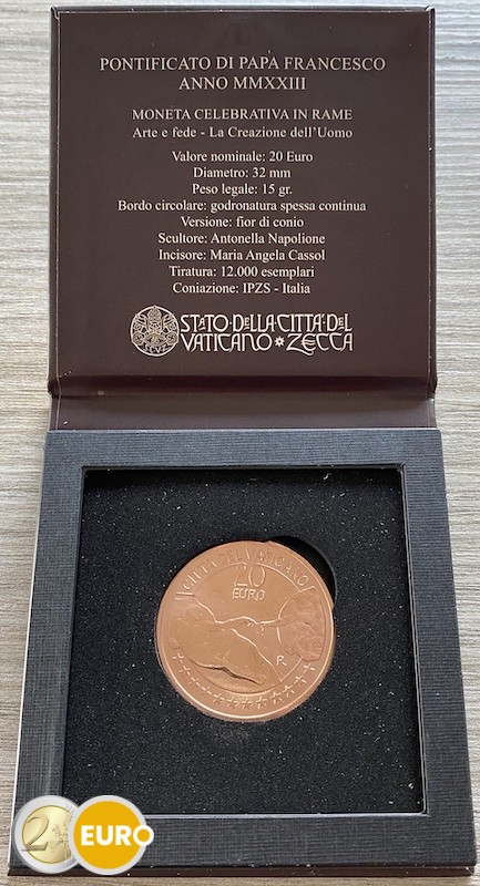 20 Euro Vatikan 2023 - Erschaffung Adams Stgl. Kupfer
