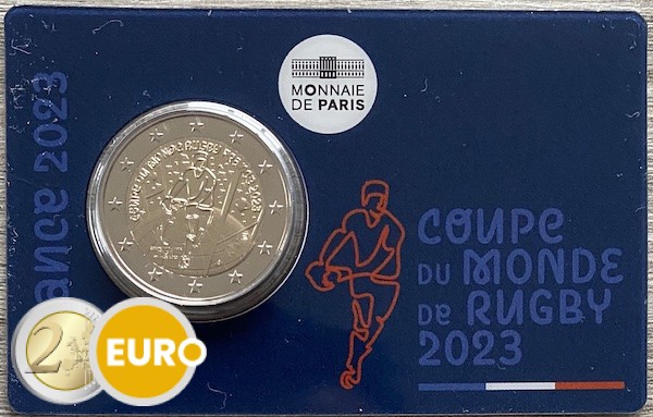 2 euros Francia 2023 - Copa Mundial de Rugby BU FDC Coincard