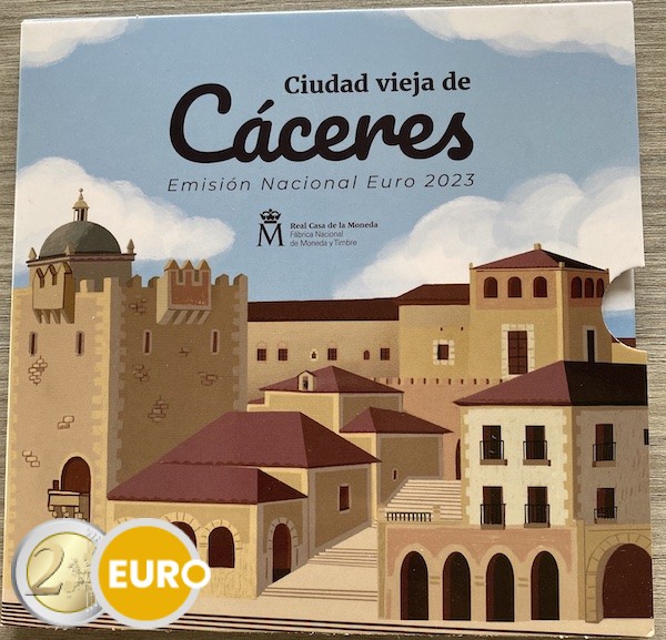 Serie de euro BU FDC España 2023 + 2 euros Cáceres
