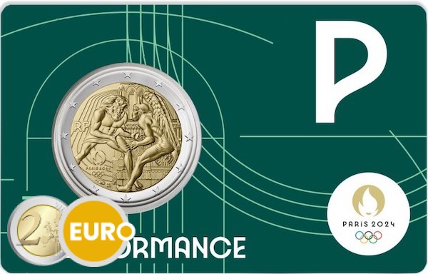 2 euros Francia 2024 - Hércules Lucha - Notre Dame BU FDC Coincard