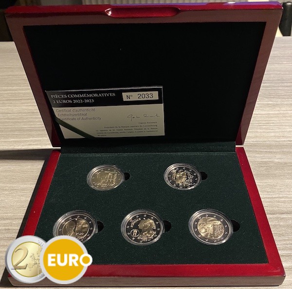 5 x 2 euros BE Proof Luxemburgo 2022 y 2023 Marca Monetaria Kremnica