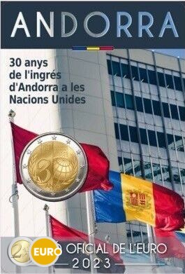 2 euros Andorra 2023 - Ingreso ONU BU FDC Coincard