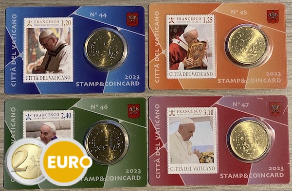 50 cent en postzegel coincard Vaticaan 2023 - nr 44 + 45 + 46 + 47