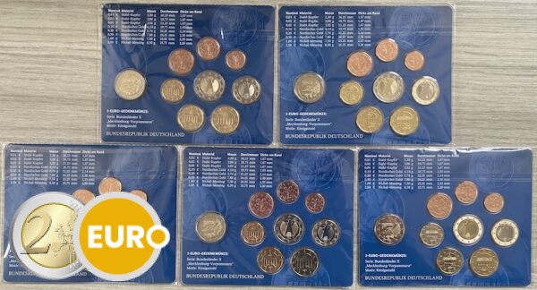 Série euro BU FDC Allemagne 2024 ADFGJ + 2 euros Mecklembourg-Poméranie-Occidentale