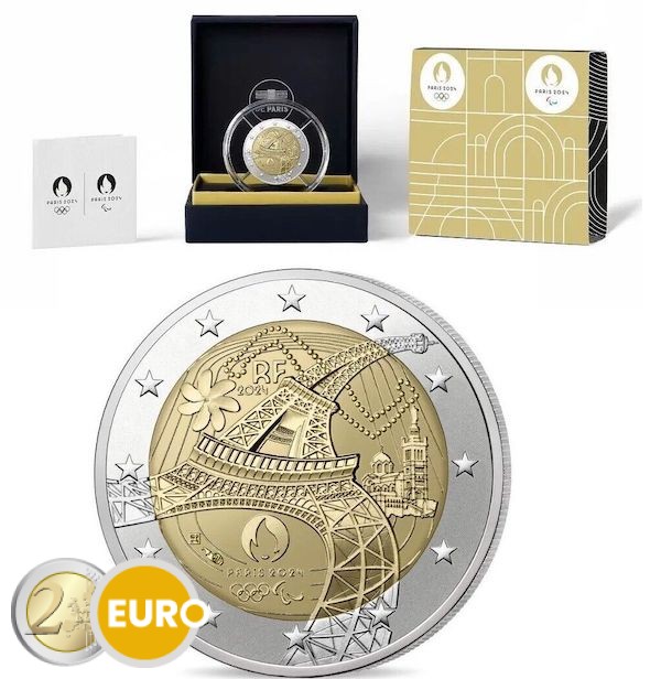 2 euros Francia 2024 - Antorcha Olimpica BE Proof Inverso