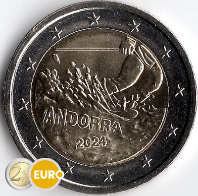 2 euros Andorra 2024 - 100 años de esquí UNC