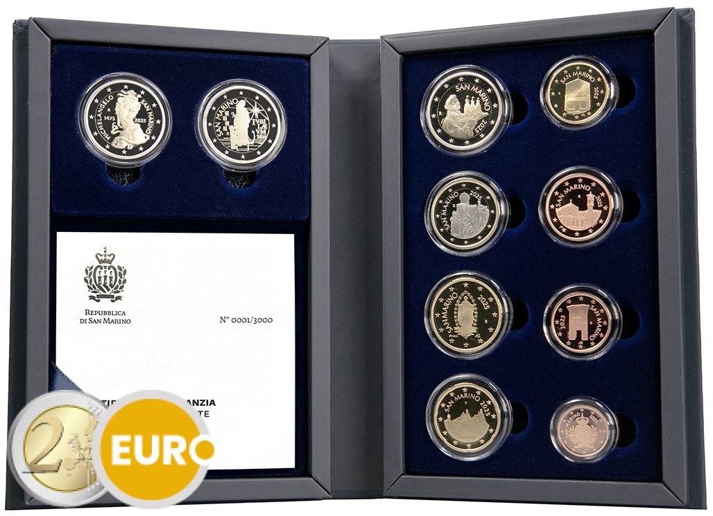Serie de euro BE Proof San Marino 2025 + 2 x 2 euros Año Santo Miguel Ángel