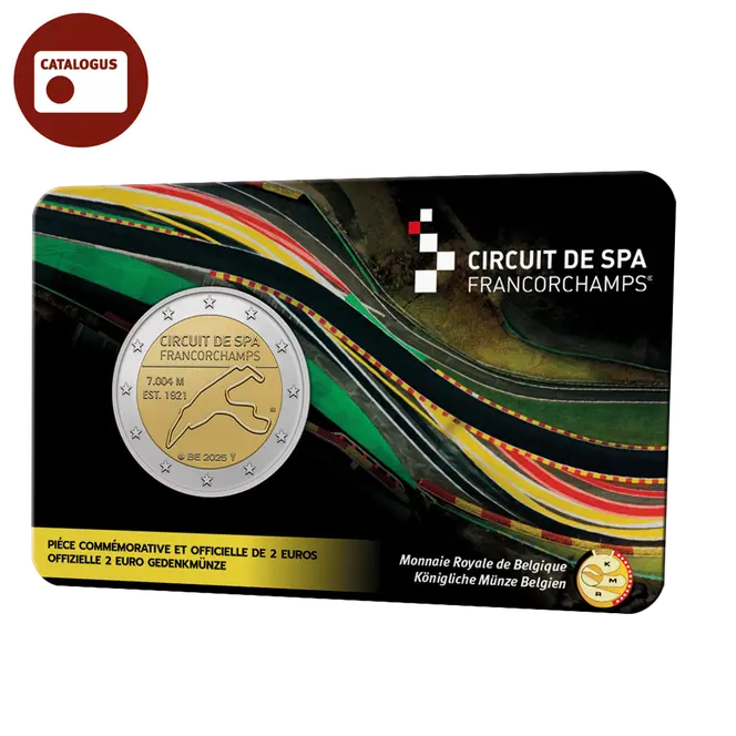 2 euros Bélgica 2025 - Spa-Francorchamps BU FDC Coincard FR