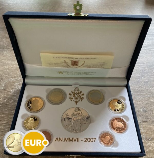 Serie de euro BE Proof Vaticano 2007 + Medalla plata Marco