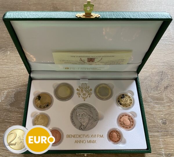 Serie de euro BE Proof Vaticano 2010 + Medalla plata Caravaggio