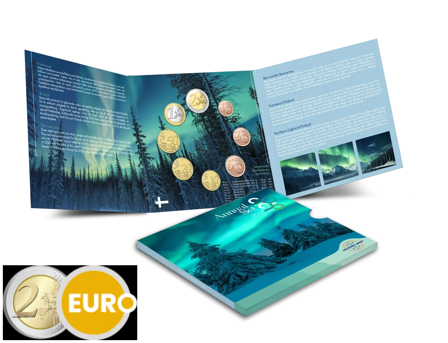 Serie de euro BU FDC Finlandia 2025 Naturaleza finlandesa