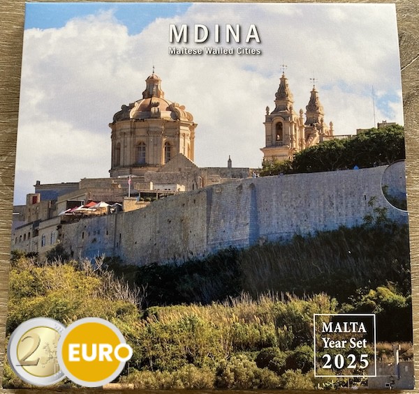 Serie de euro BU FDC Malta 2025 + 2 euros Ciudades amuralladas Mdina