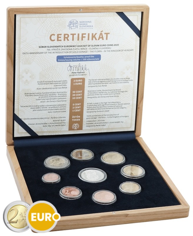 Serie de euro BE Proof Eslovaquia 2025 - Florín de oro - Caja de madera