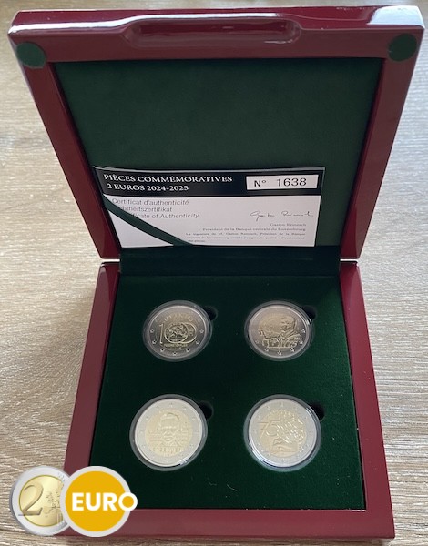 4 x 2 euros BE Proof Inverso Luxemburgo 2024 y 2025 Marca Monetaria KNM