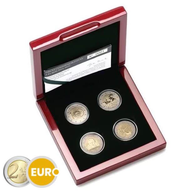 4 x 2 euros BE Proof Inverso Luxemburgo 2024 y 2025 Marca Monetaria KNM