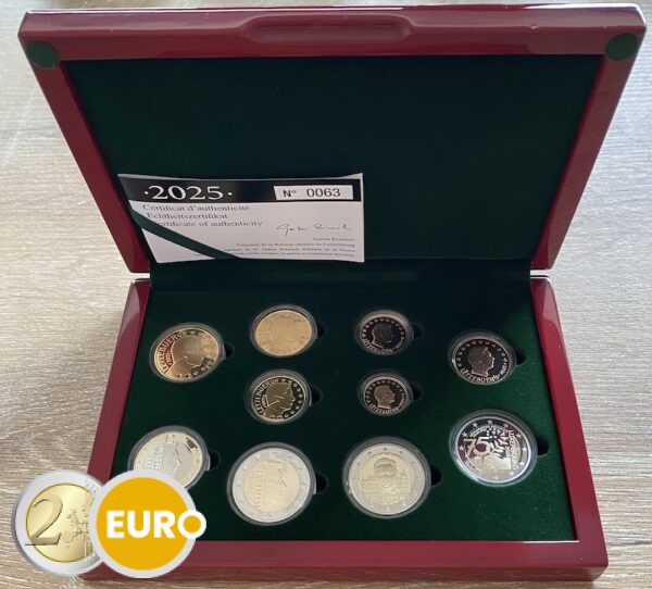 Serie de euro BE Proof Luxemburgo 2025 + 2 x 2 euros Schuman y ascensión al trono Enrique Marca Monetaria D
