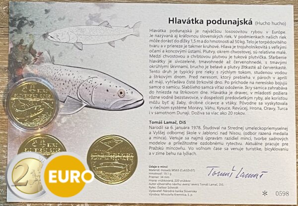 5 euros Eslovaquia 2025 - salmón del Danubio UNC con certificado de autenticidad