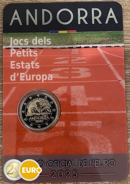 2 euros Andorra 2025 - Juegos de los Pequeños Estados de Europa BU FDC Coincard