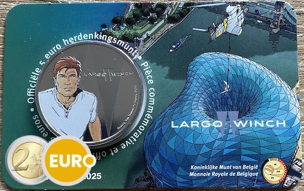5 euros Bélgica 2025 - Largo Winch BU FDC Coincard Coloreado