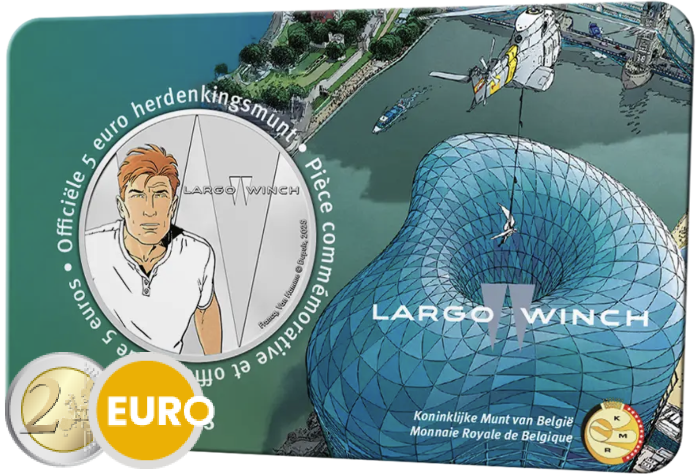 5 euros Bélgica 2025 - Largo Winch BU FDC Coincard Coloreado