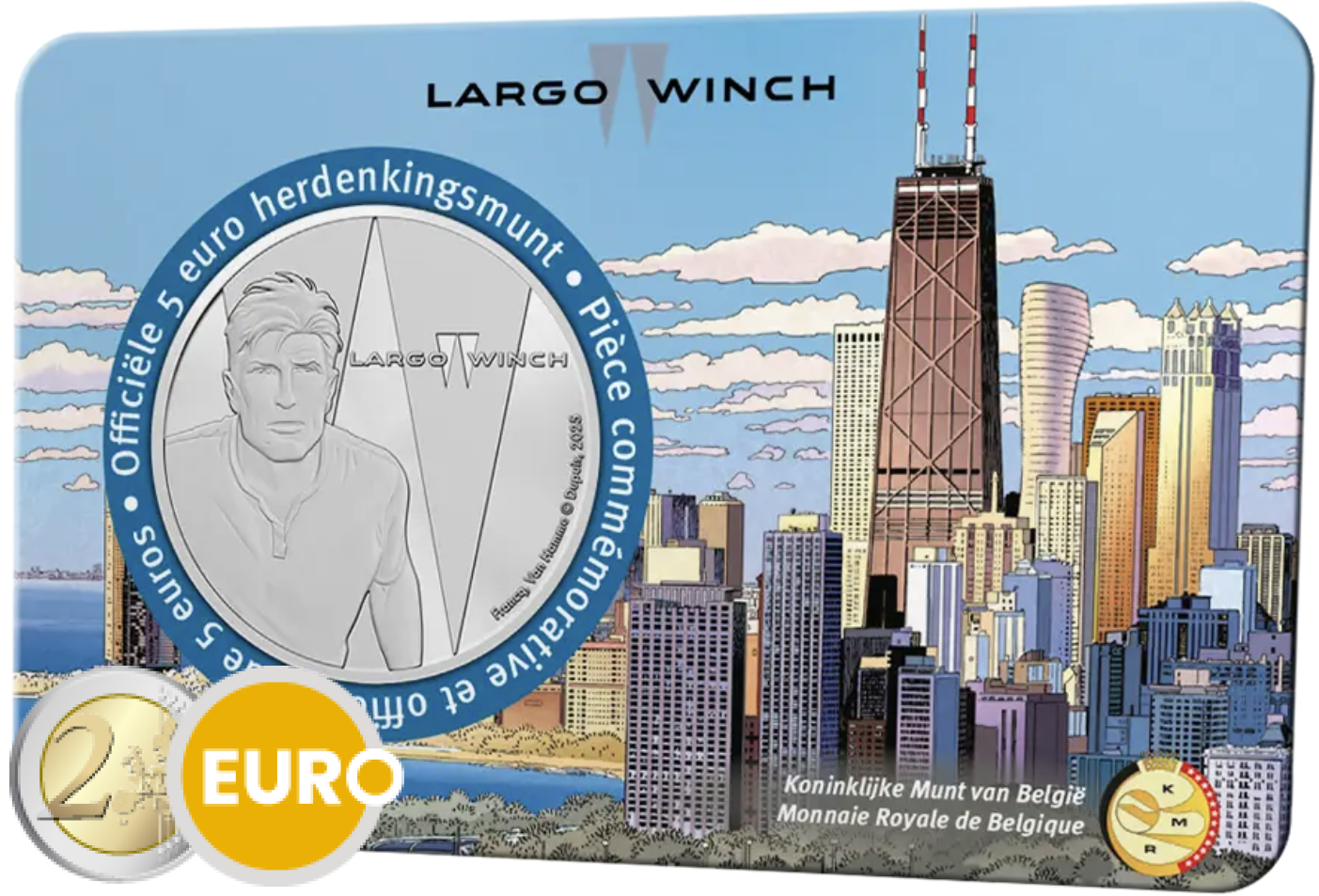 5 euros Bélgica 2025 - Largo Winch BU FDC Coincard en relieve