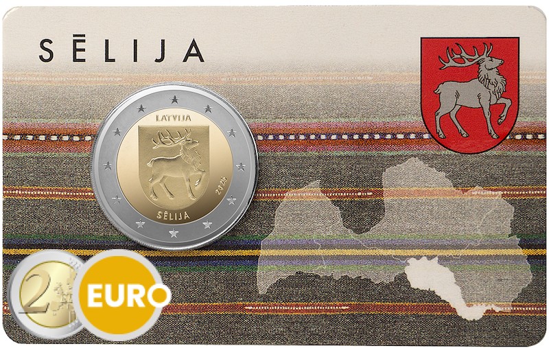 2 euros Letonia 2025 - Escudo de armas de Sēlija BU FDC Coincard