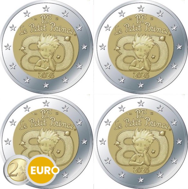 4 x 2 euros Francia 2026 - El Principito BU FDC Coincard