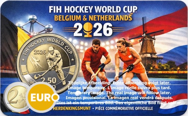 2,50 euros Bélgica 2026 - Campeonato Mundial de Hockey BU FDC Coincard FR