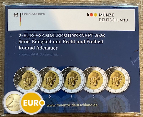 2 euros Alemania 2026 - ADFGJ Konrad Adenauer BE Proof