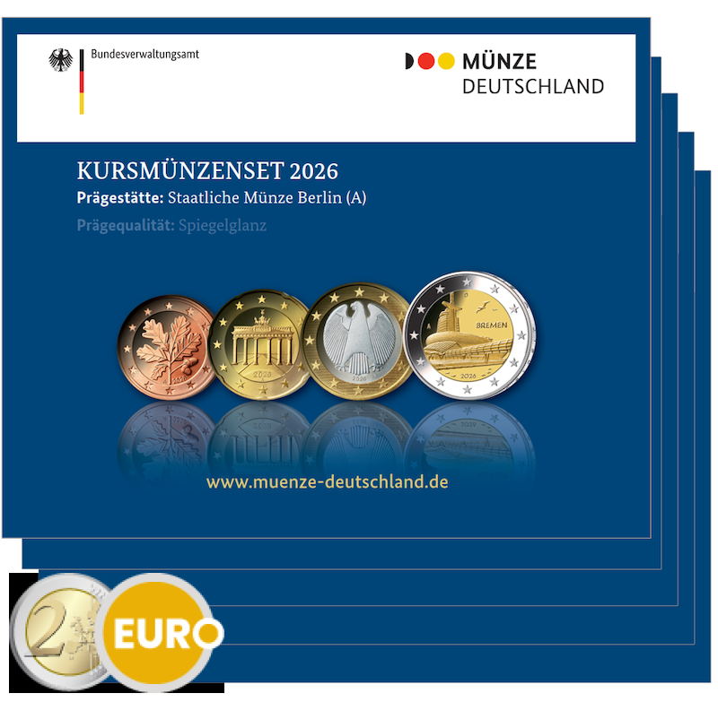 Serie de euro BE Proof Alemania 2026 ADFGJ + 2 euros Bremen