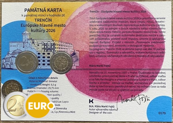 2 euros Eslovaquia 2026 - Trenčín UNC con certificado de autenticidad
