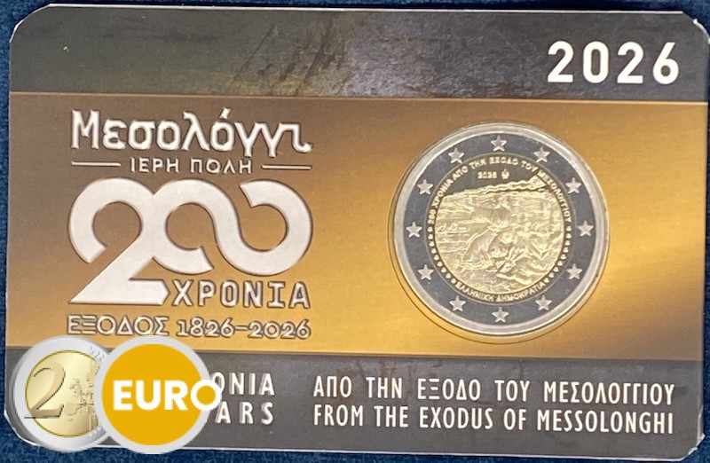 2 euros Grecia 2026 - éxodo de Mesolongi BU FDC Coincard