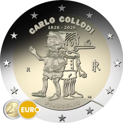 2 euros Italia 2026 - Carlo Collodi Pinocho Pinocchio UNC