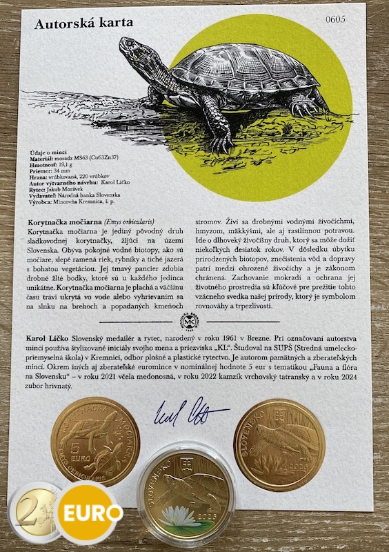 5 euro Slovakia 2026 - European pond turtle UNC with certificate of authenticity