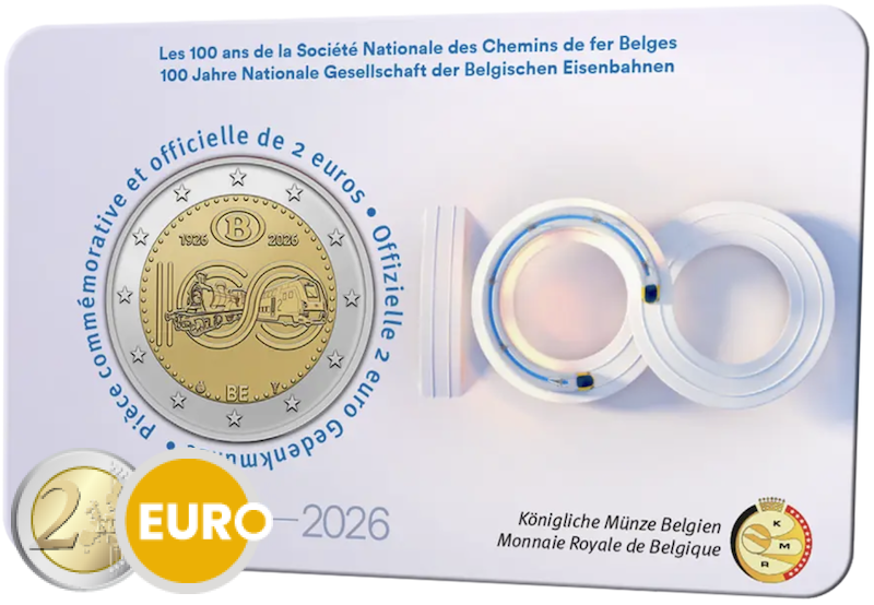2 euros Bélgica 2026 - NMBS / SNCB BU FDC Coincard FR